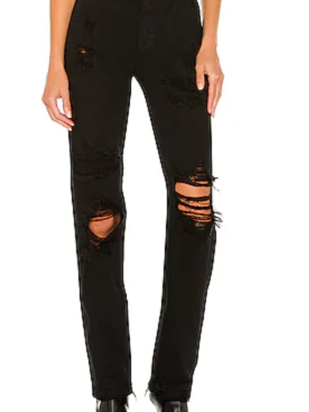 Free People Black "Shark Bite" Raw Hem Skinny Jeans - Size 26R/US Size 2